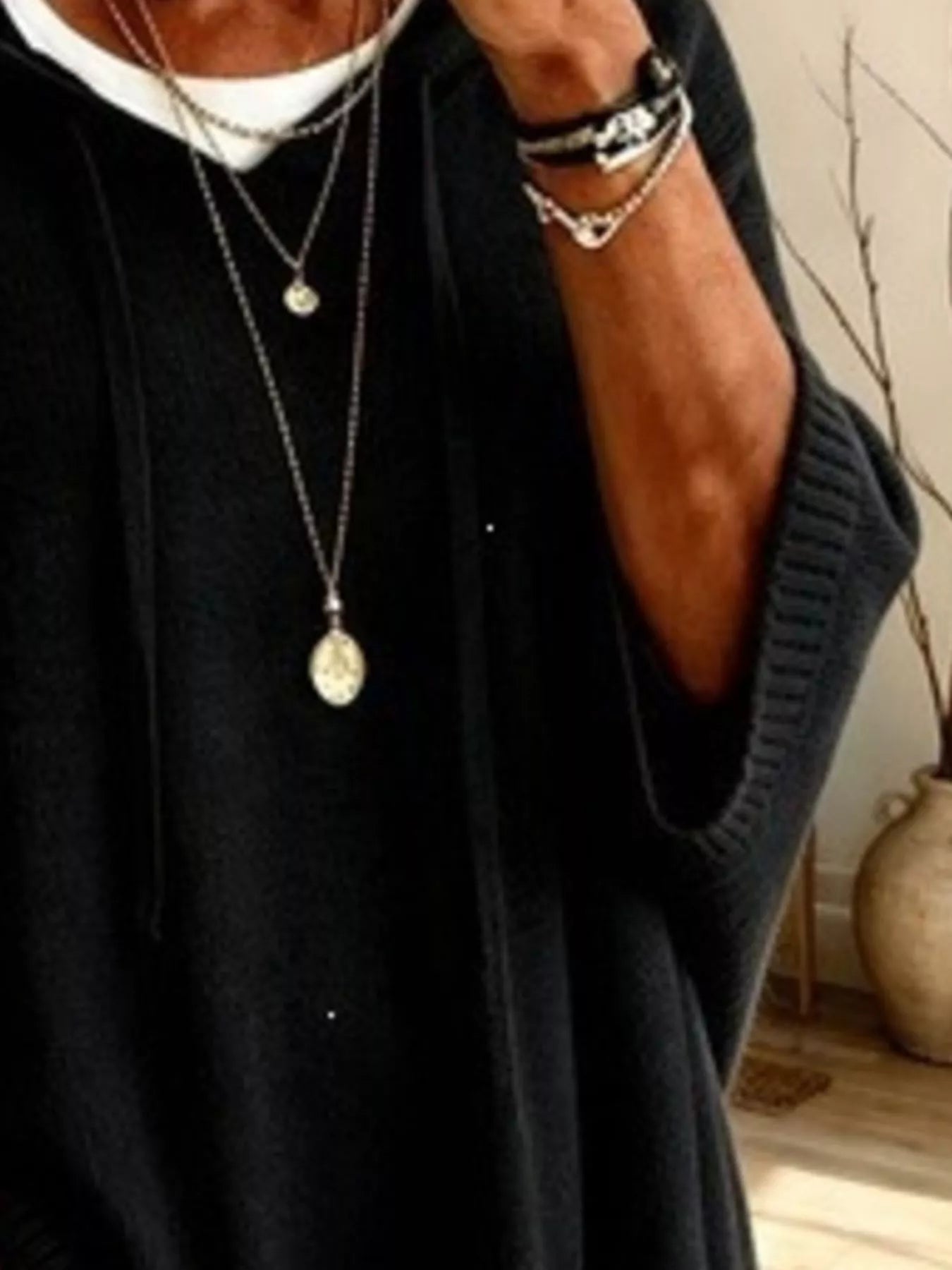 Full Size Drawstring 3/4 Sleeve Hooded Sweater Plus Size