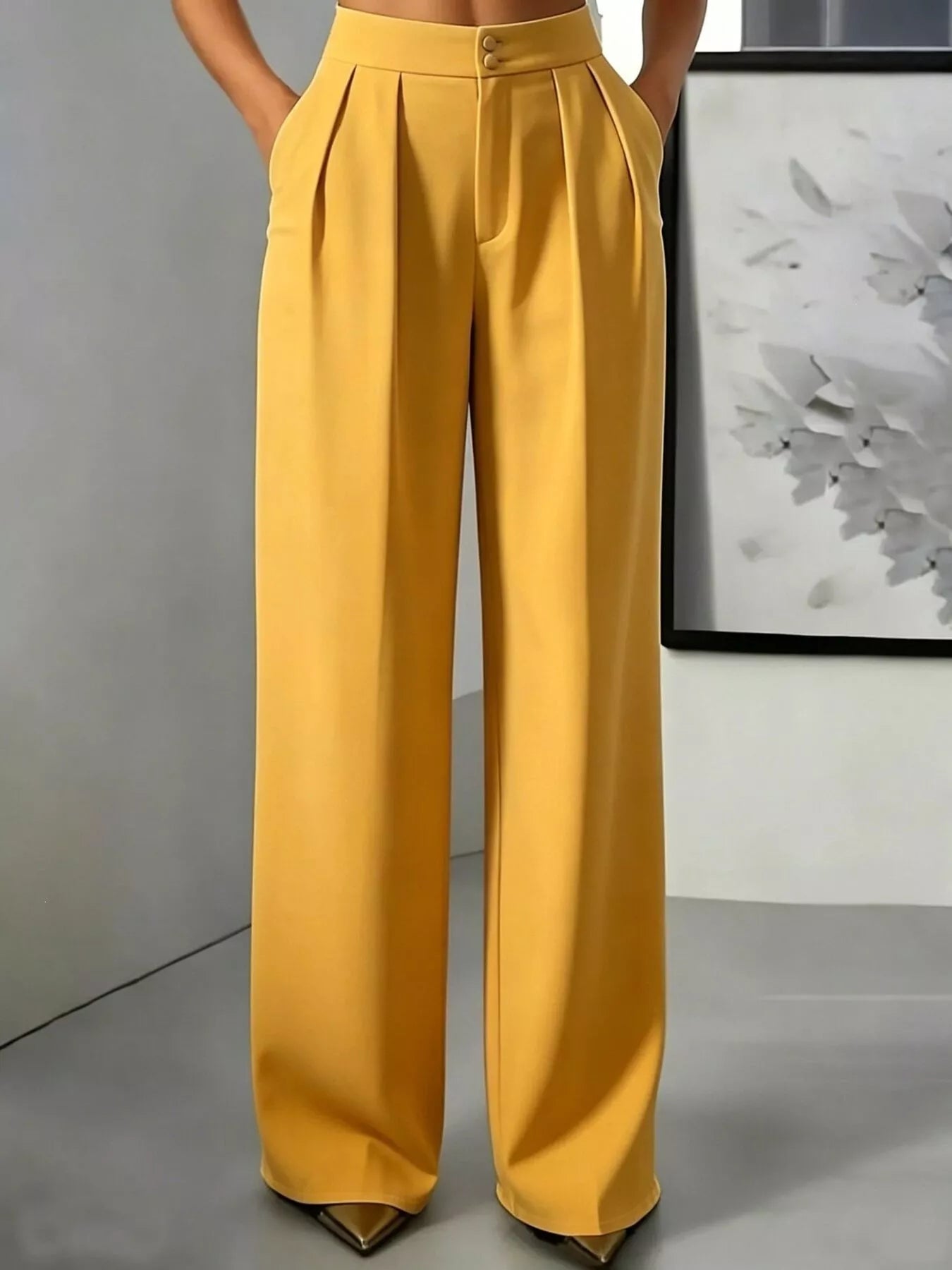 High-Waisted Pleated Wide-Leg Pants