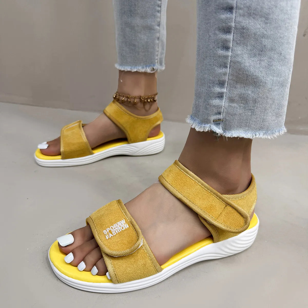 Velcro Strap Open Toe Sandals