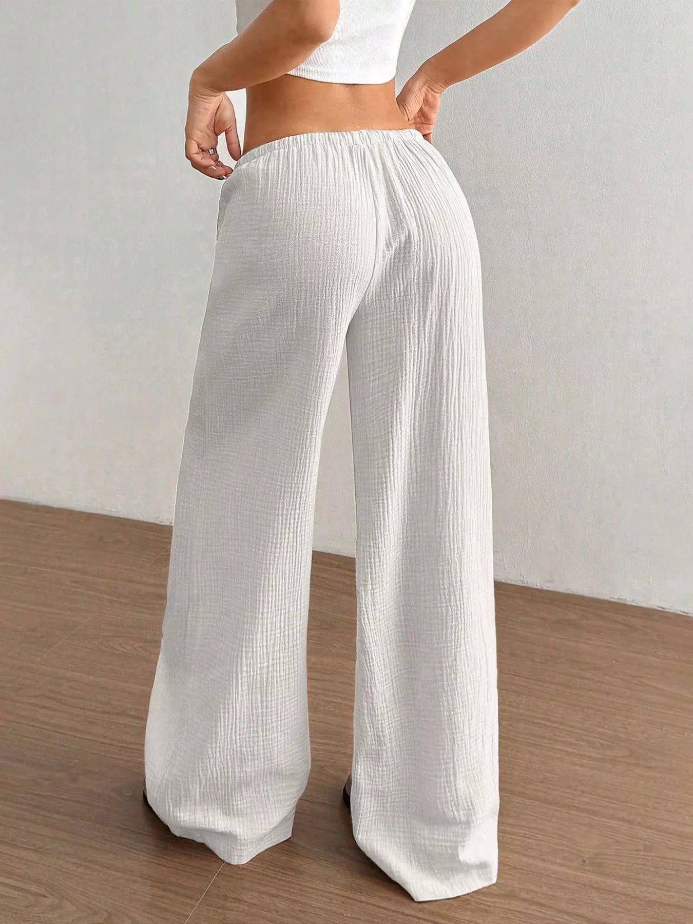 Wide-Leg Drawstring Pants