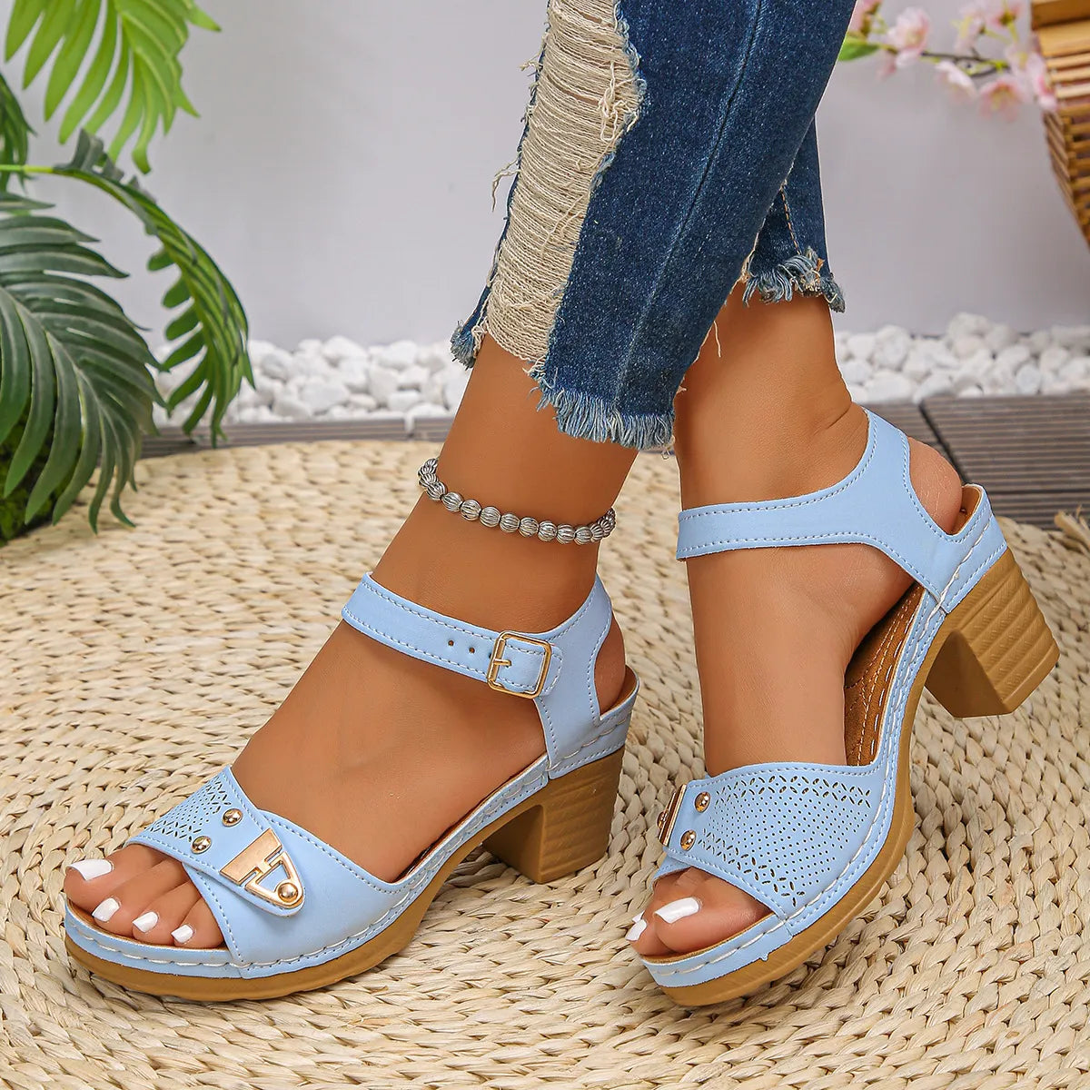 Vintage Block Heel Sandals