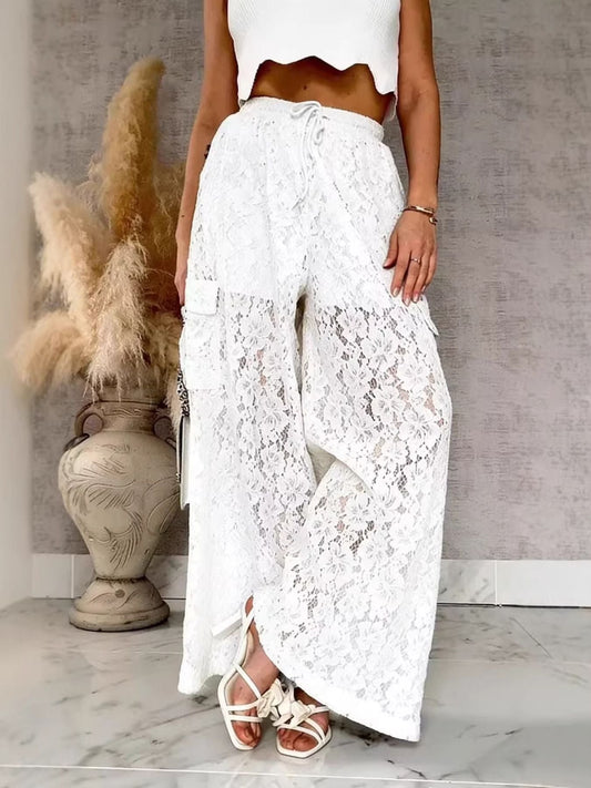 Lace Wide-Leg Pants