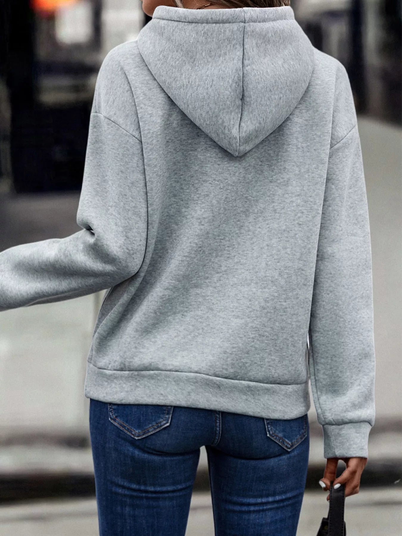 Fringe Detail Long Sleeve Drawstring Hoodie