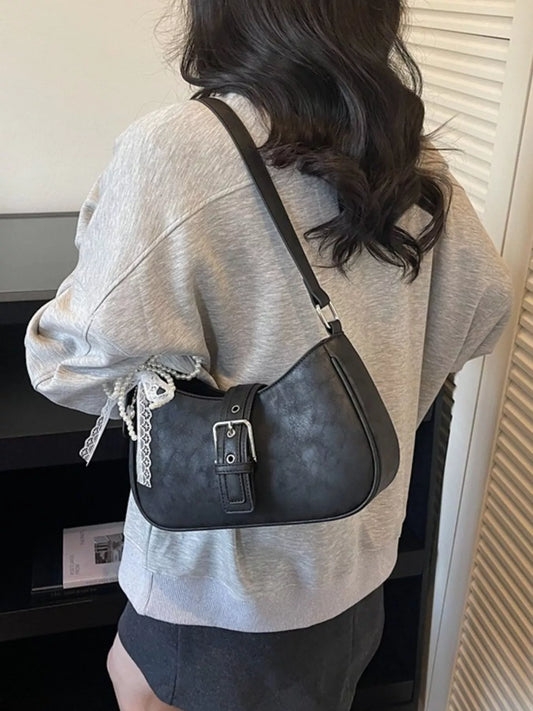 Buckle Decor Shoulder Bag