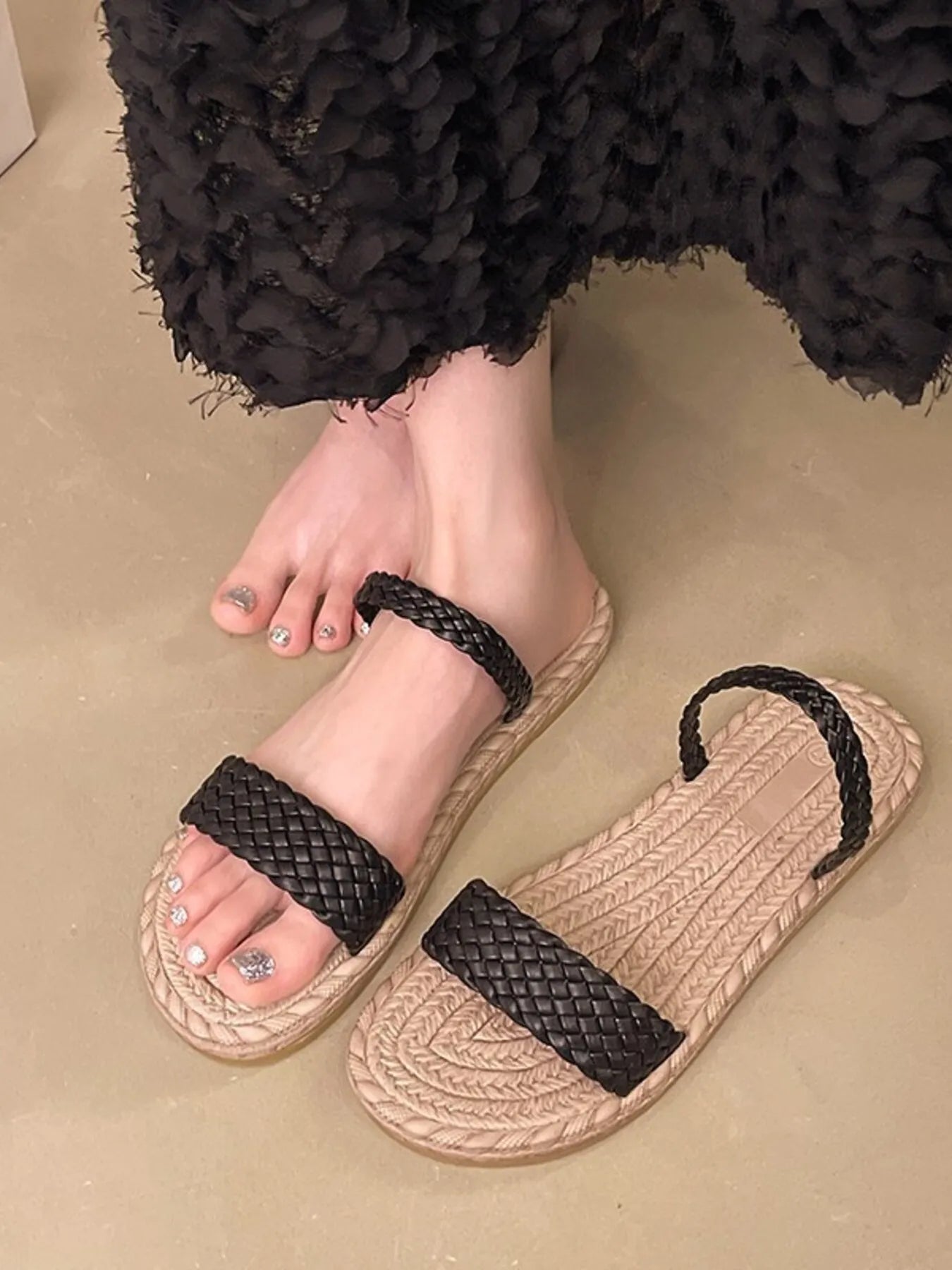 Braided Strap Espadrille Sandals