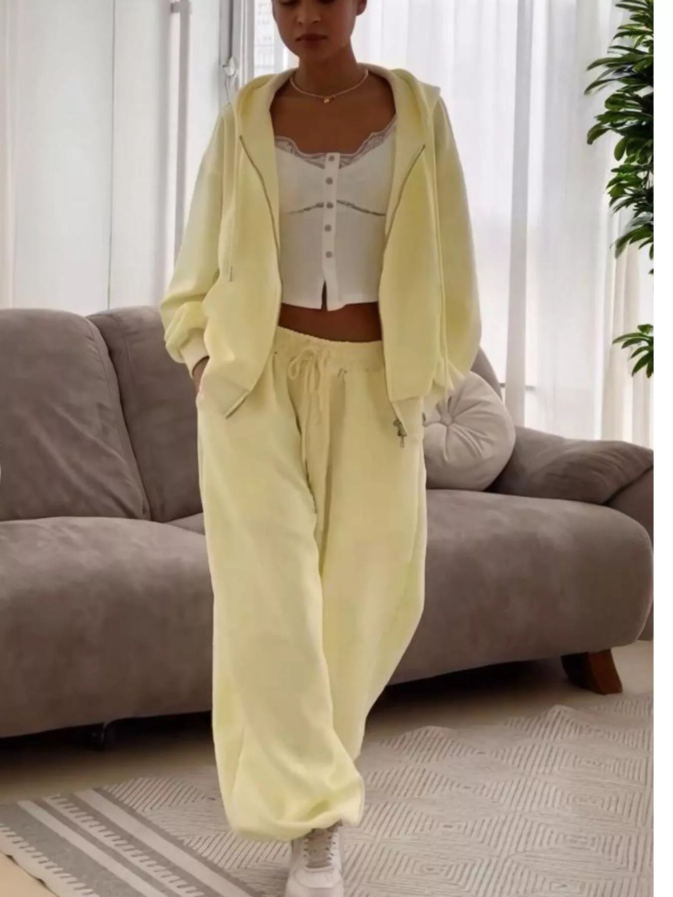 Oversized Zip-Up Hoodie and Joggers Set