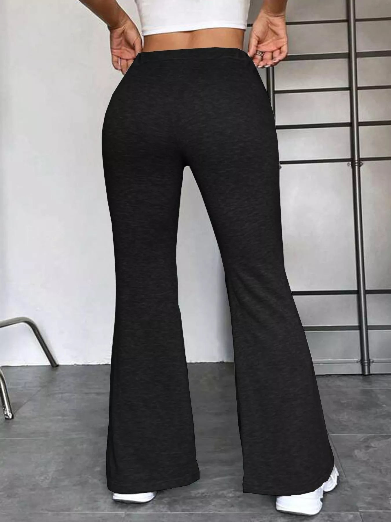 Full Size Casual Drawstring High Waist Flare Pants Plus Size