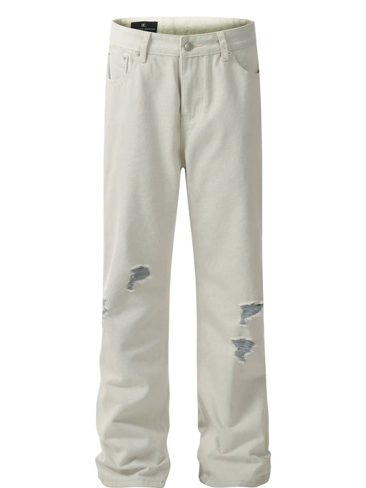 Men's Distressed Wash Straight Leg Jeans