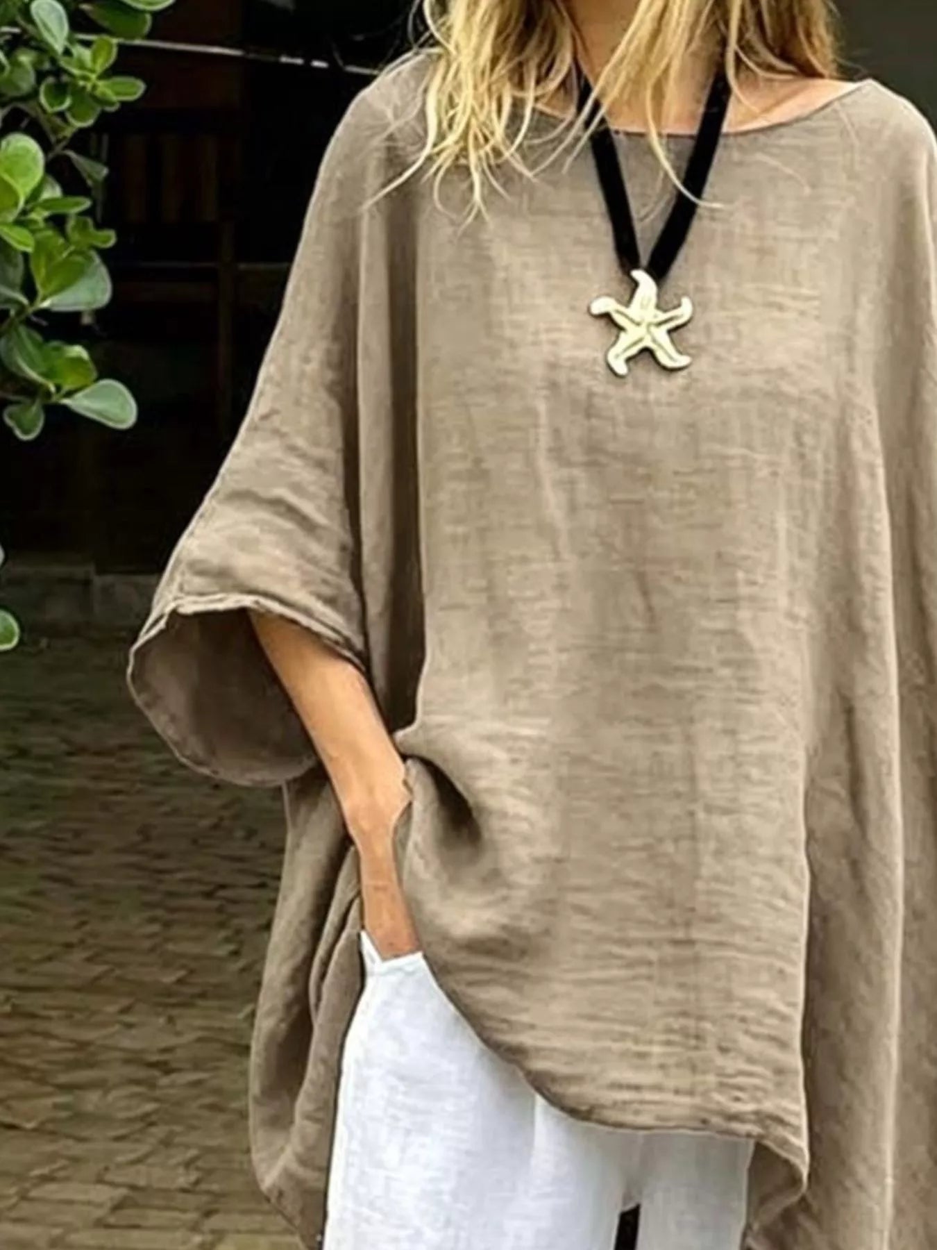 Full Size Loose Fit Asymmetrical Hem Top Plus Size