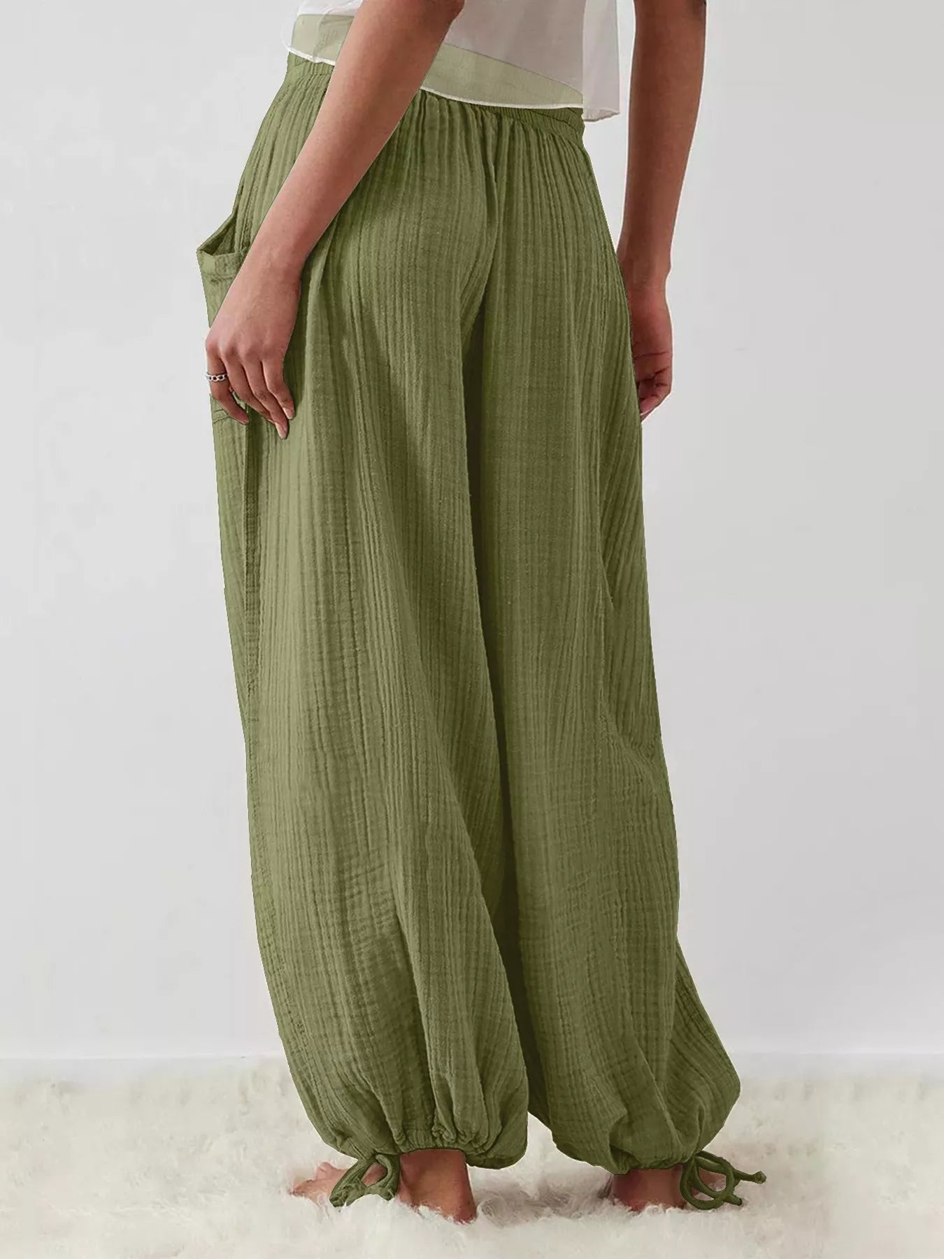 Loose Fit Gauze Drawstring Pants