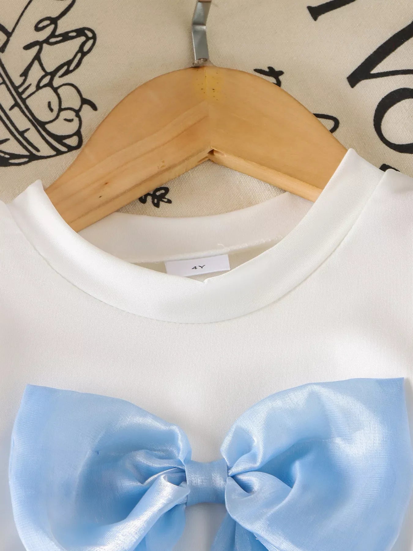 Children's Bow Round Neck Top and Pants Set
