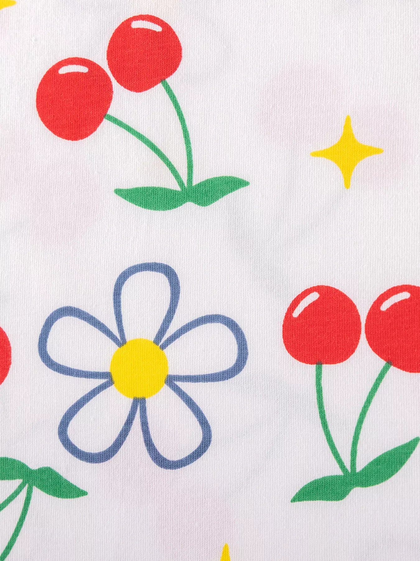 Children's Cherry & Flower Print Ruffled Long Sleeve T-Shirt