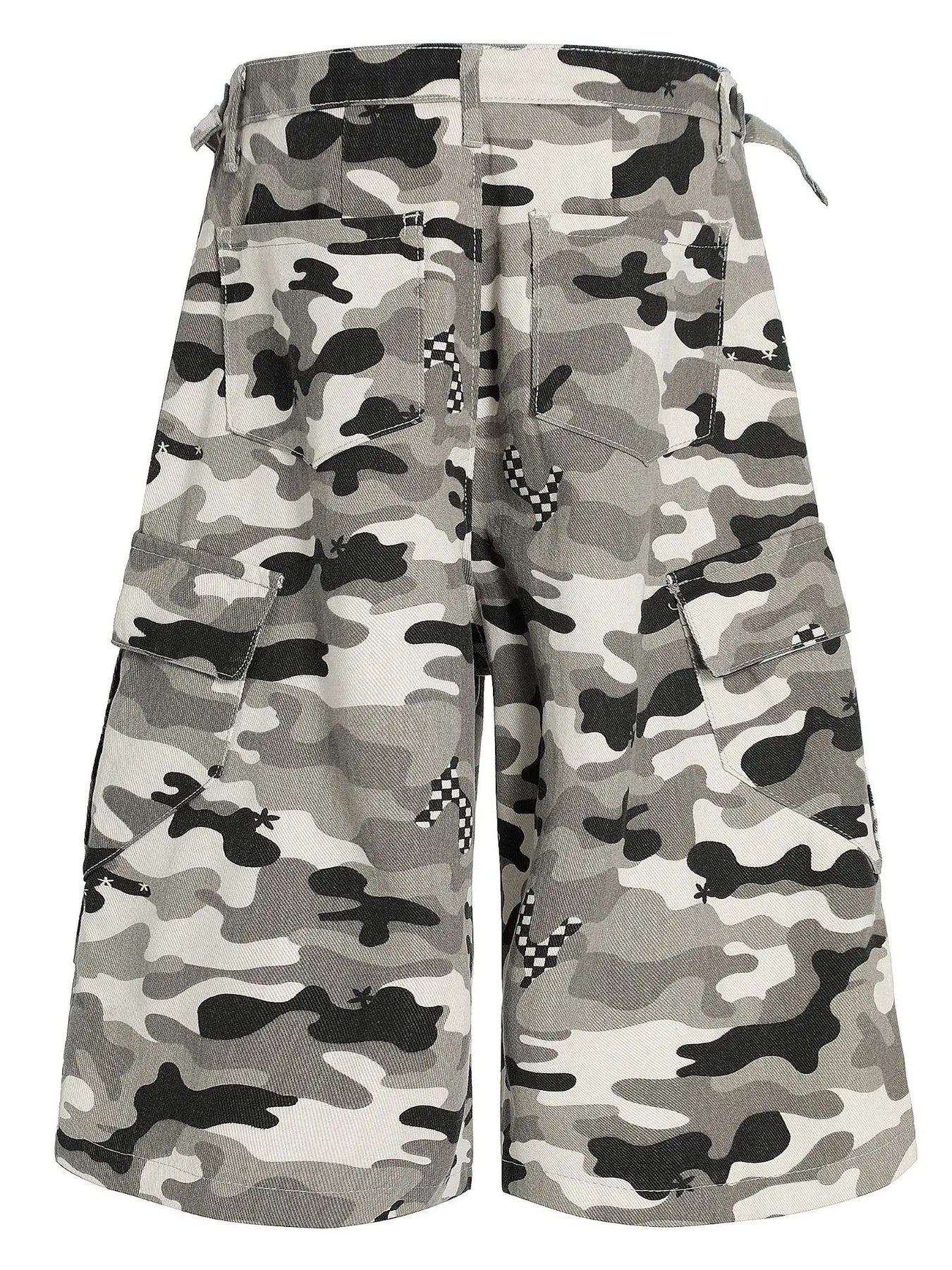 Men's Camo Cargo Shorts with Checkered Accents