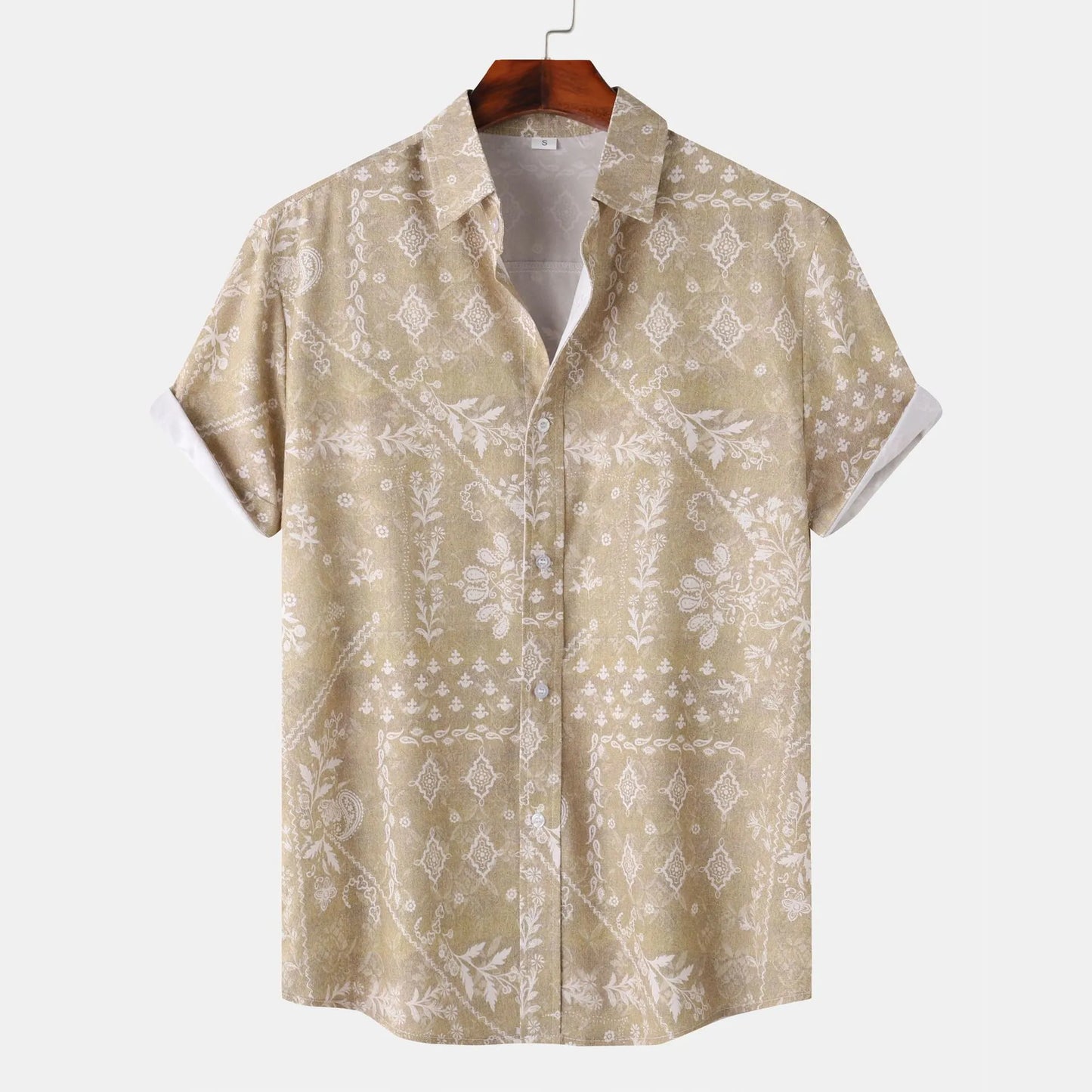 Men's Printed Short Sleeve Button-Up Shirt