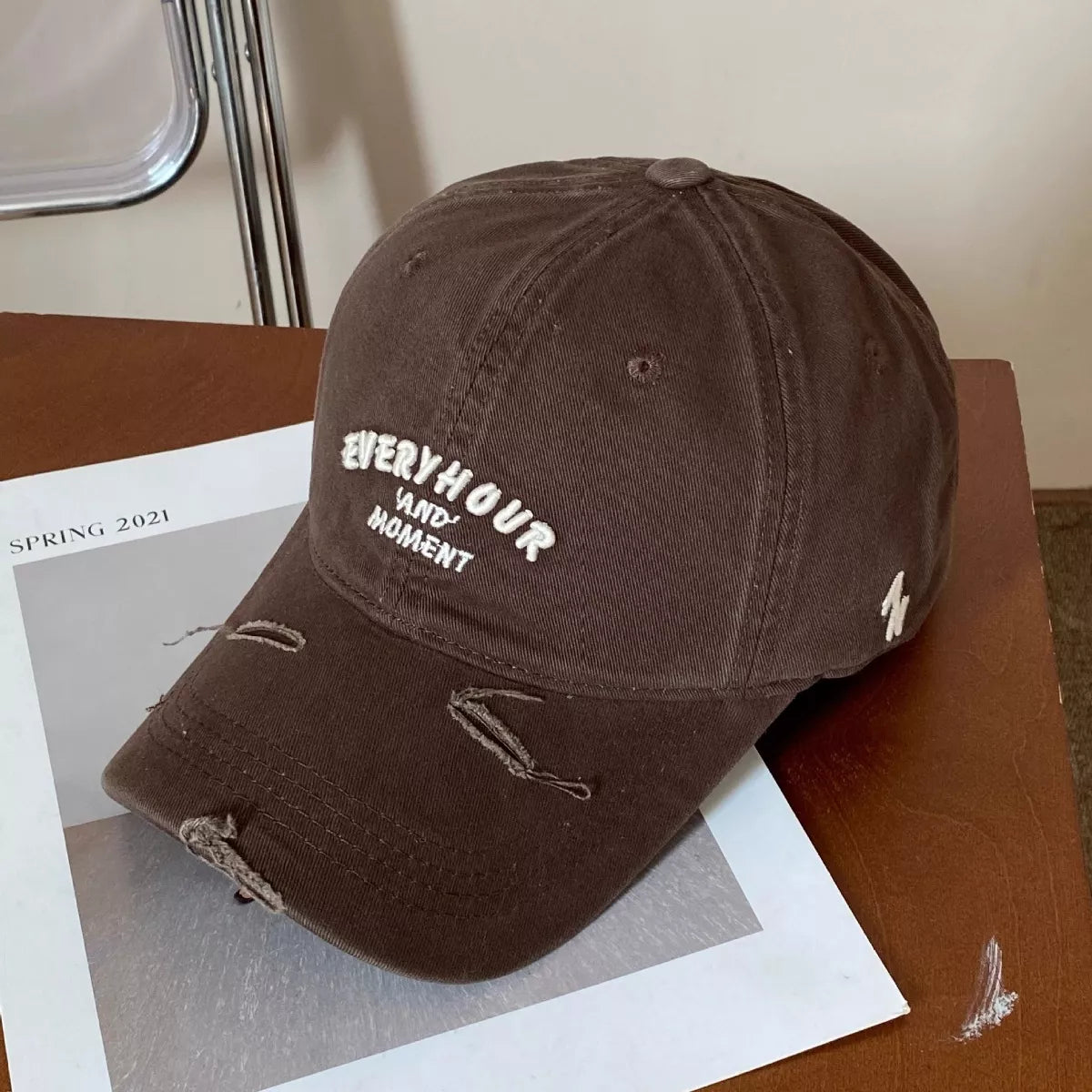 Distressed Embroidered Baseball Cap
