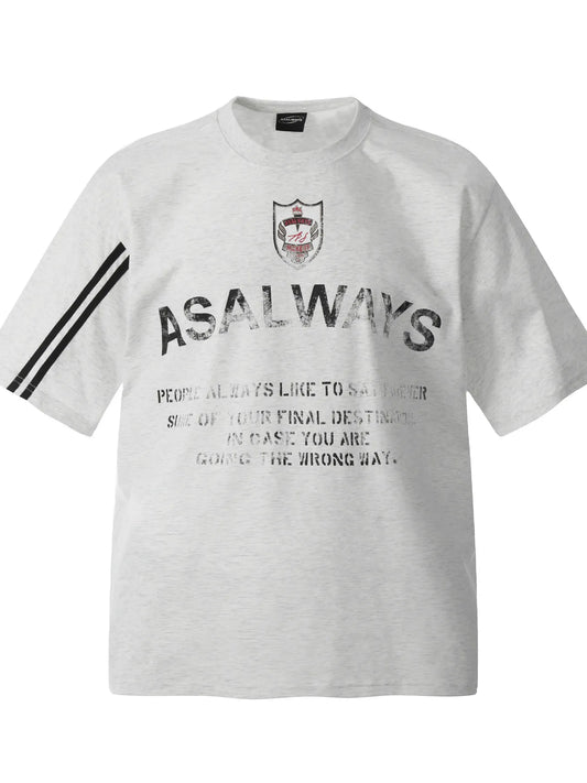 Men's Letter Round Neck Short Sleeve T-Shirt