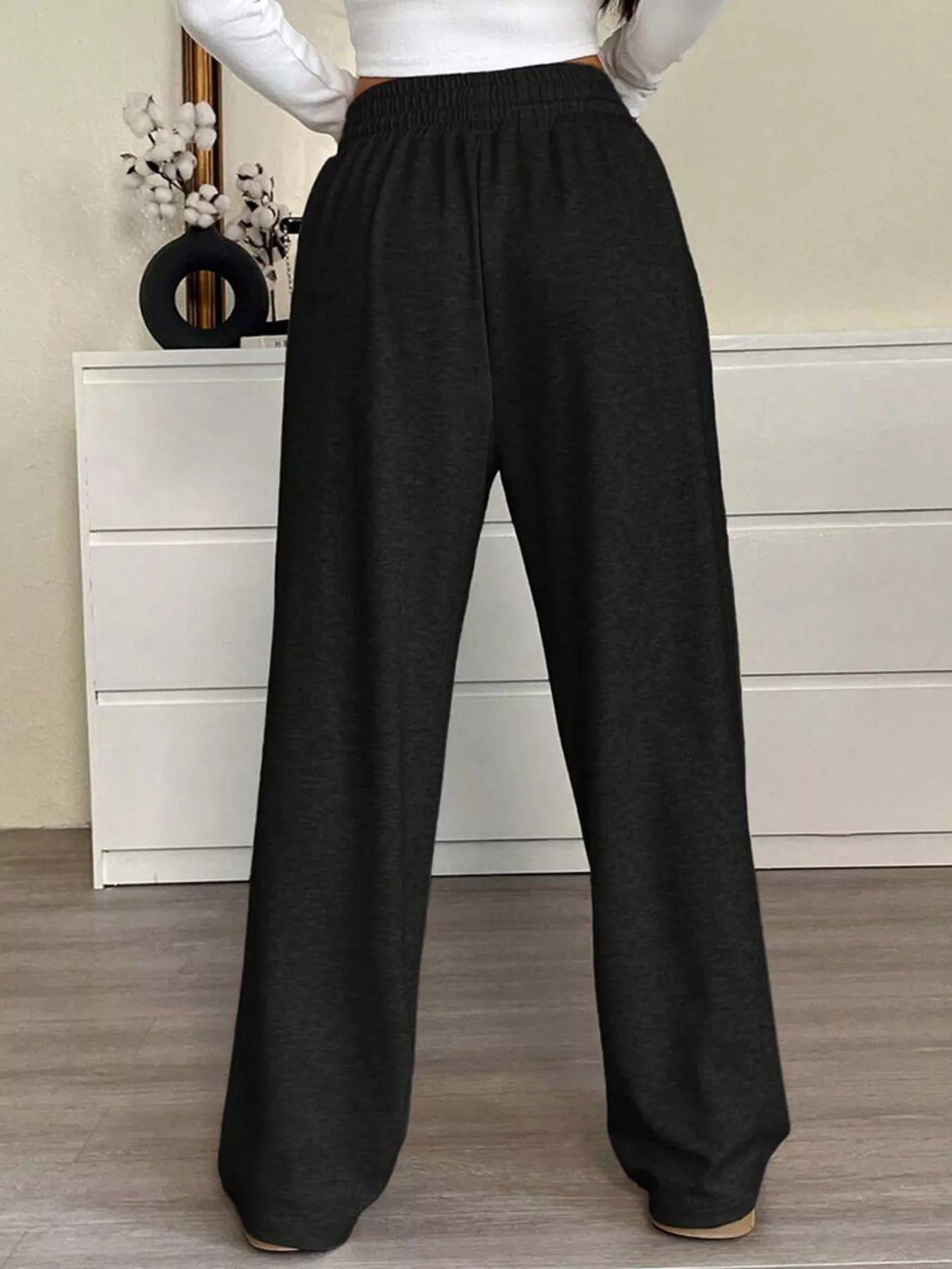 High-Waisted Wide-Leg Pants with Drawstring