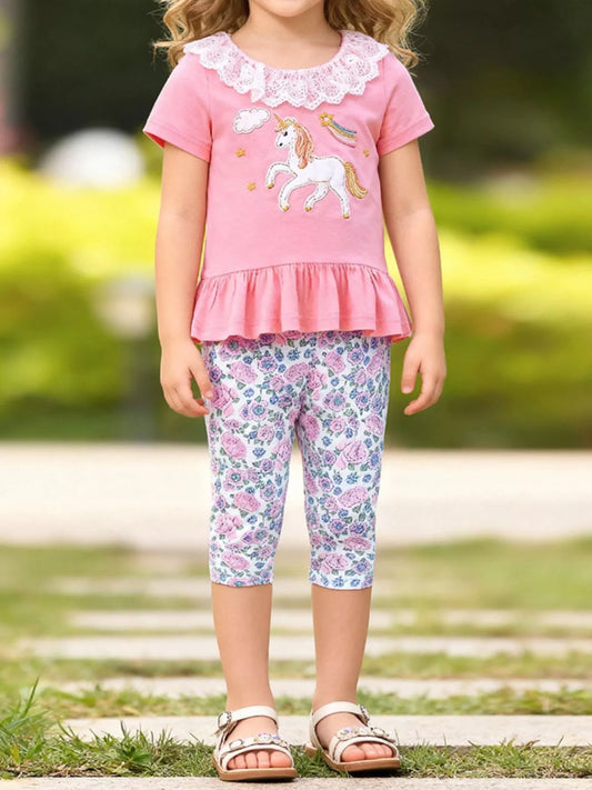 Children's Unicorn Top and Pants Two-Piece Set
