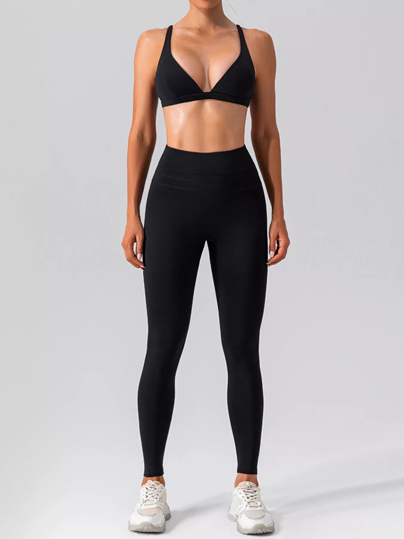 V-Neck Tank and High-Waisted Seamless Pants Active Set