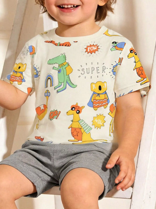 Children's Animal Print Crew Neck T-Shirt