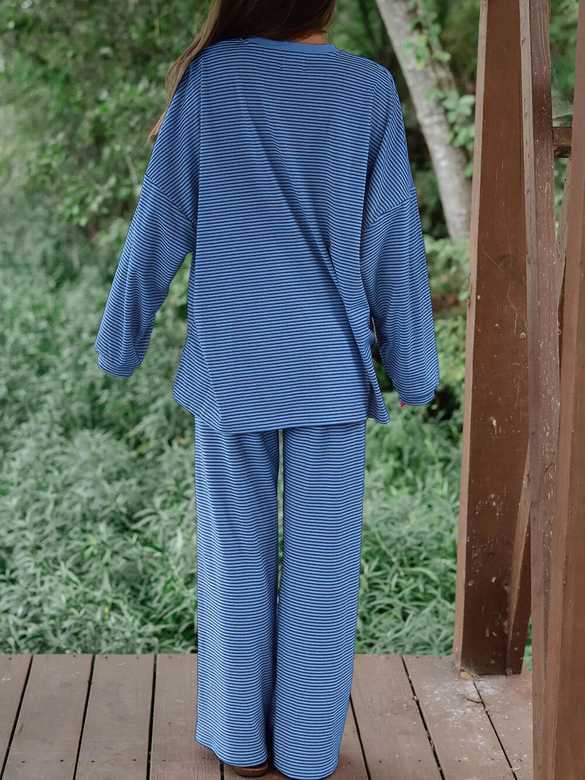 Striped Long Sleeve Top and Pants Set