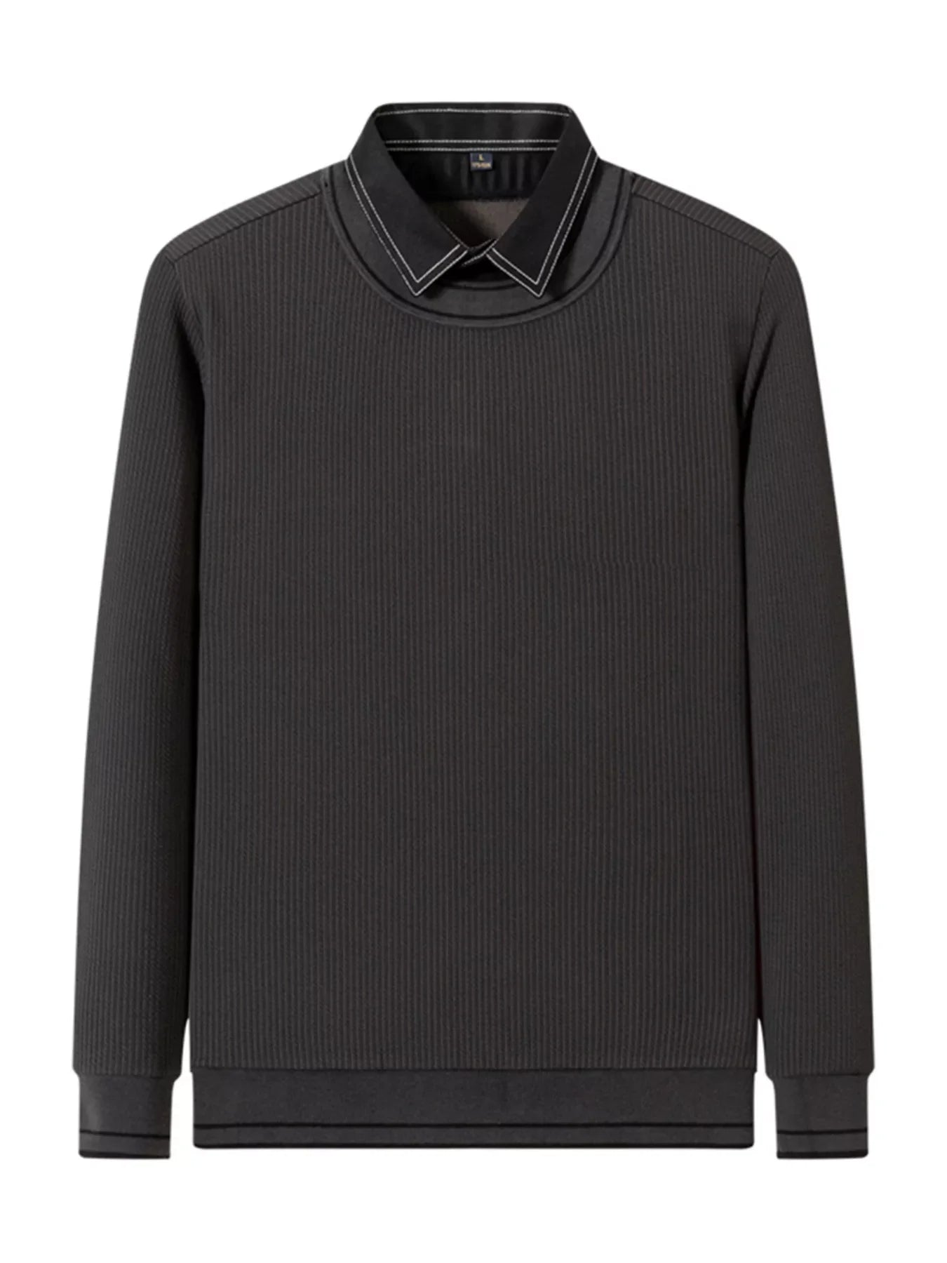 Men's Plus Size Collared Neck Ribbed Sweater