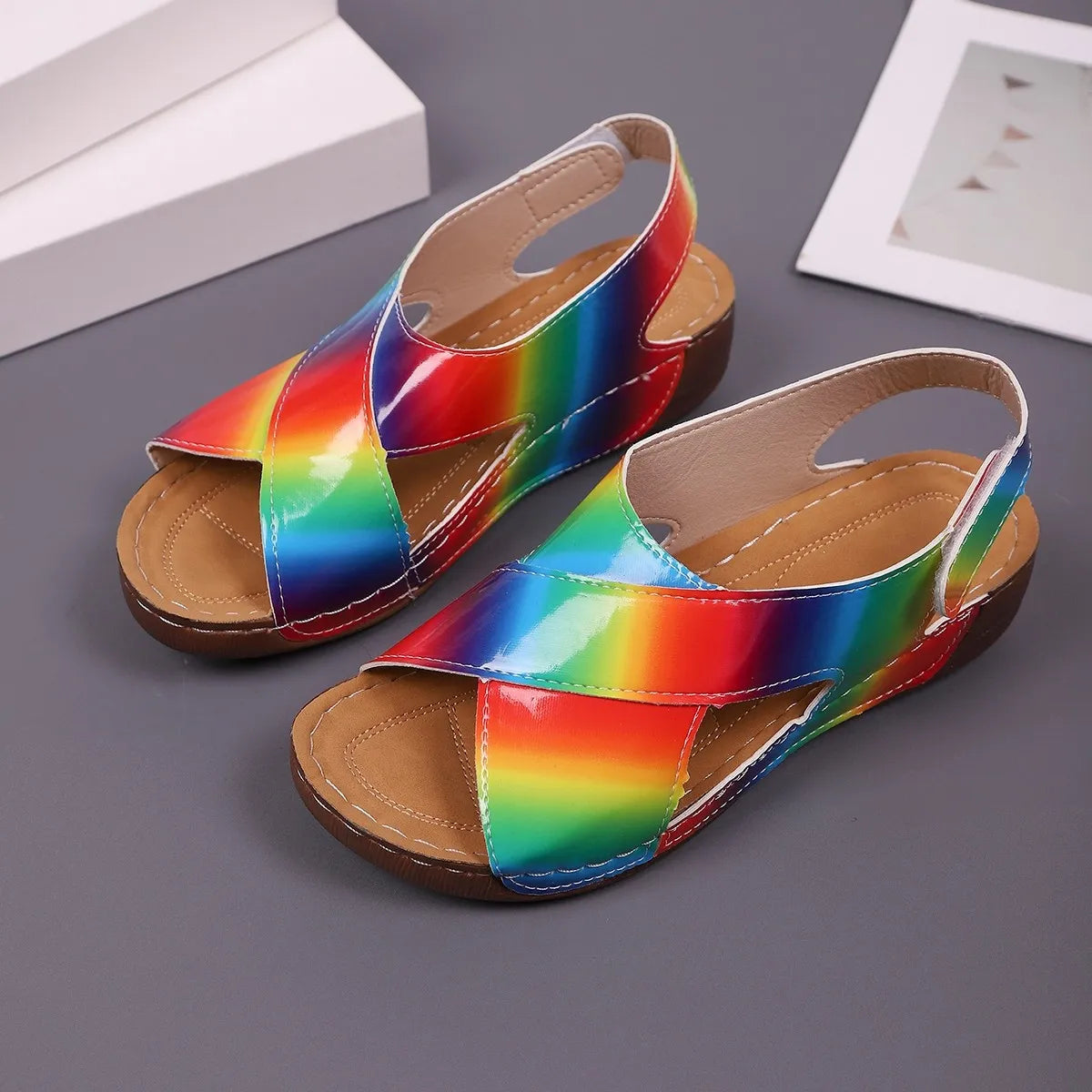 Colorful Cutout Wedge Sandals