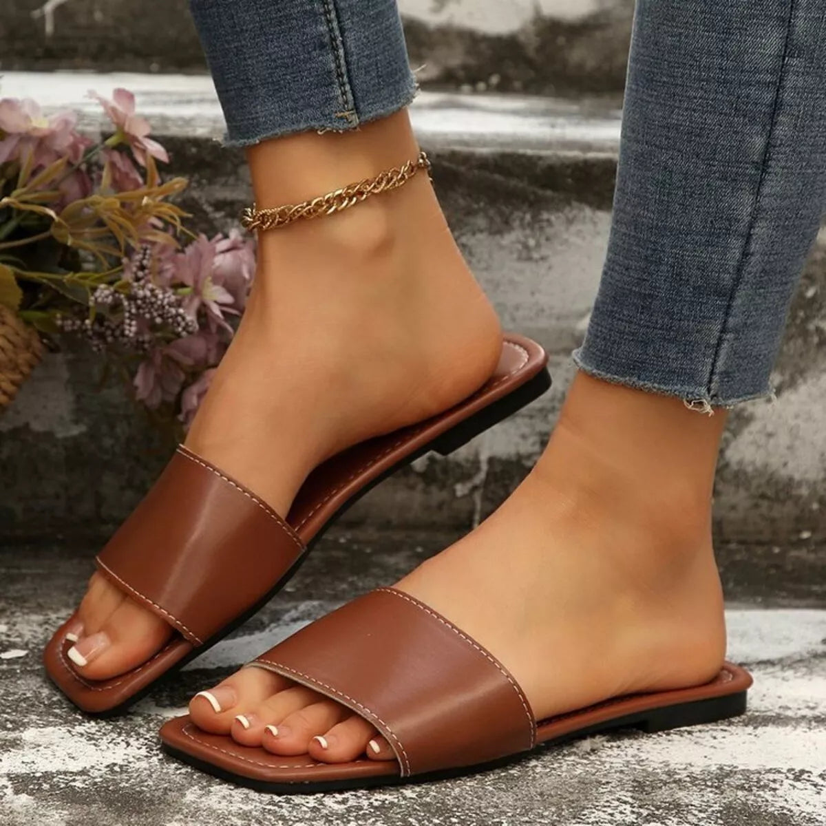 Open Toe Flats Sandals