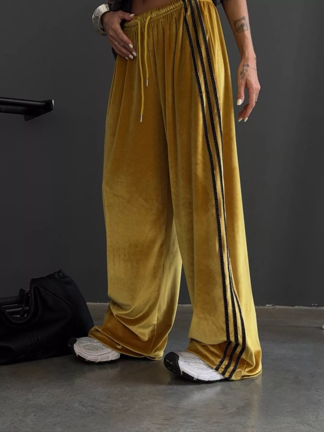 Velvet Wide-Leg Pants
