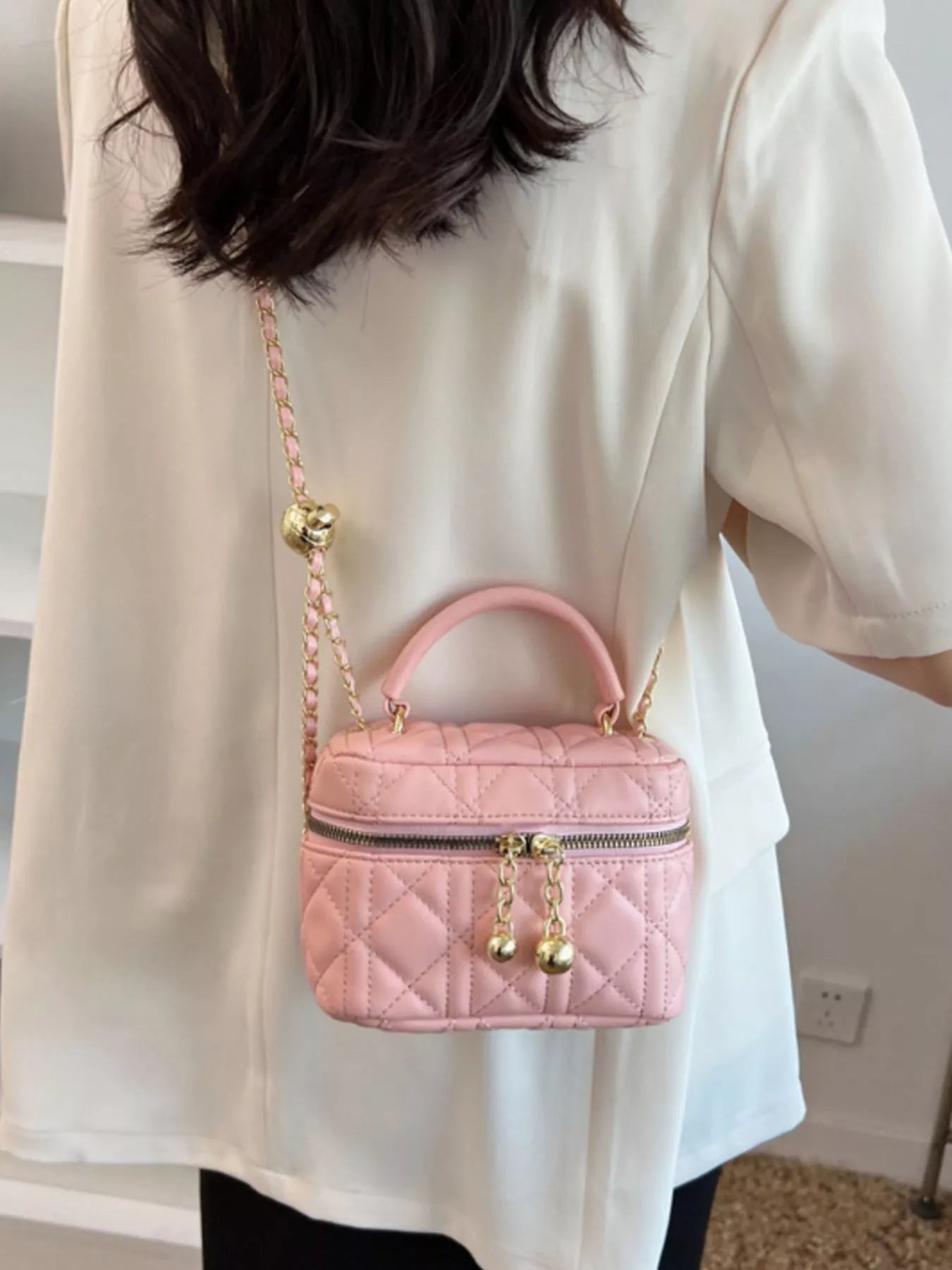 Quilted Top Handle Crossbody Bag