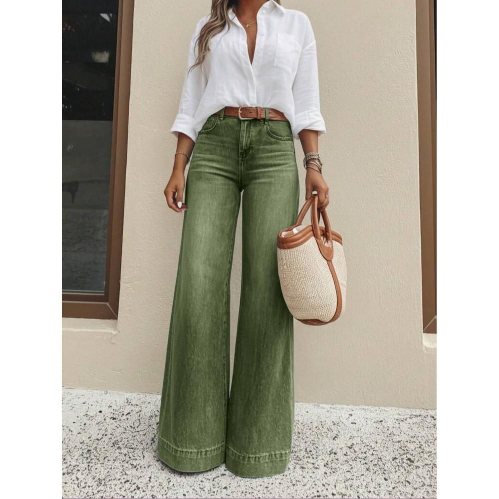 Vintage Washed High Waist Wide Leg Jeans