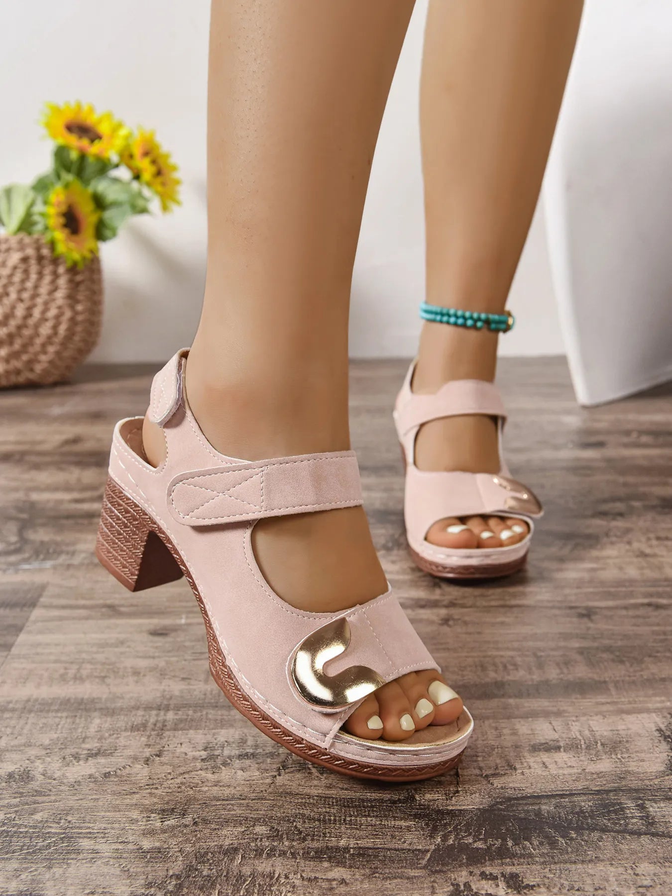 Open Toe Block Heel Sandals