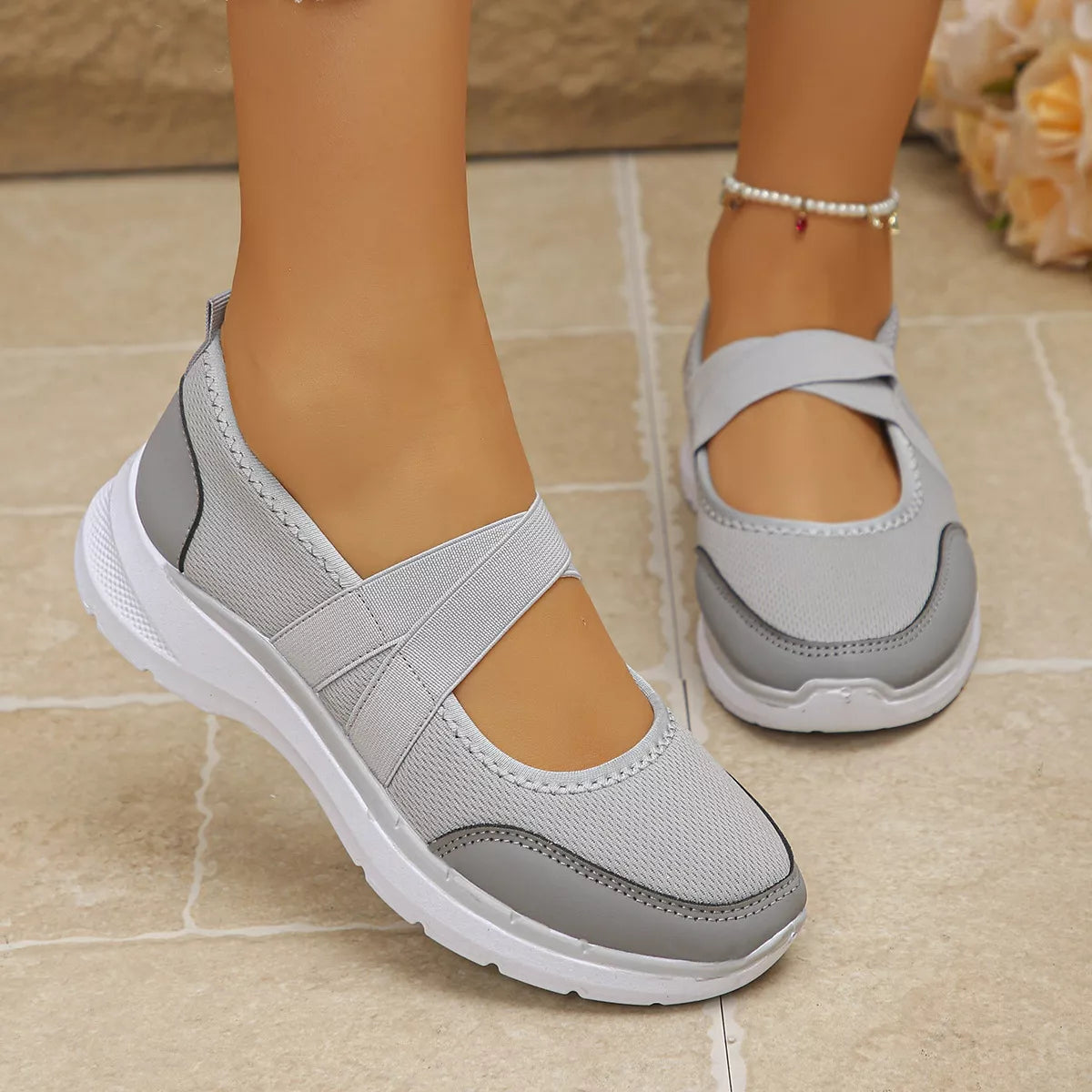 Comfortable Slip-Ons with Elastic Straps