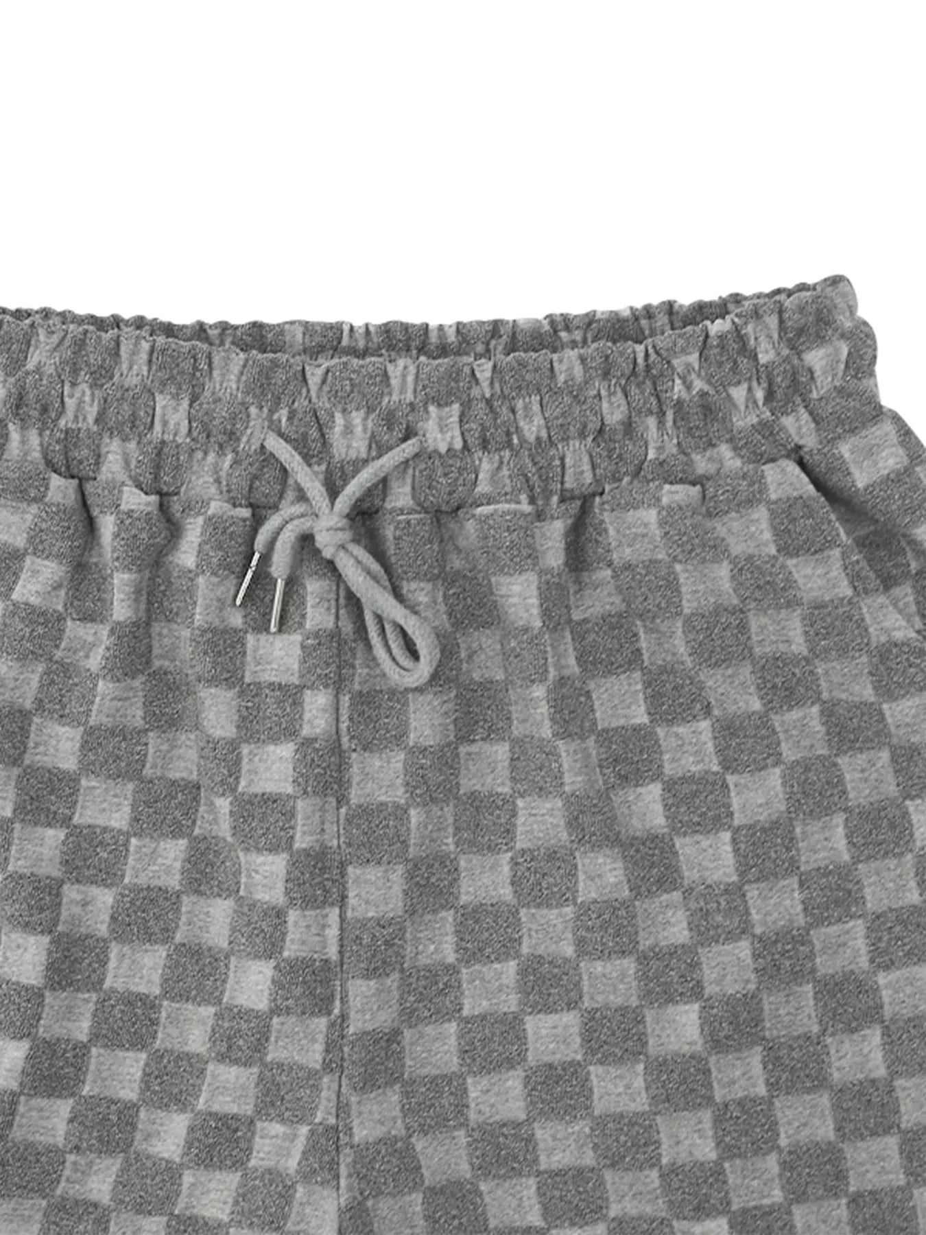 Men's Full Size Textured Checkered Casual Shorts Plus Size