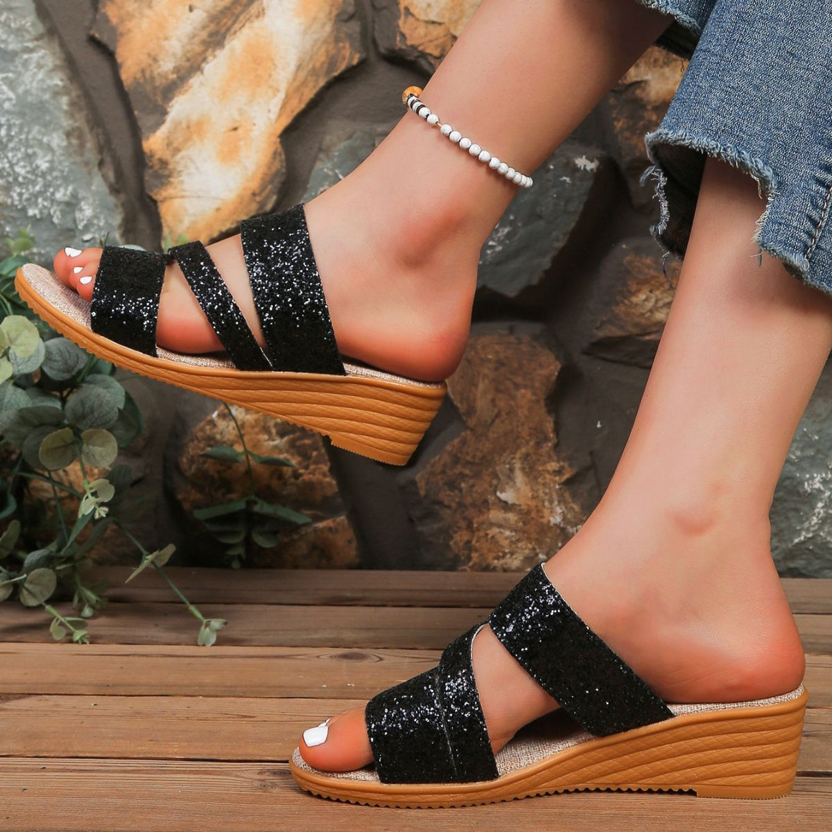 Round Toe Wedge Sandals
