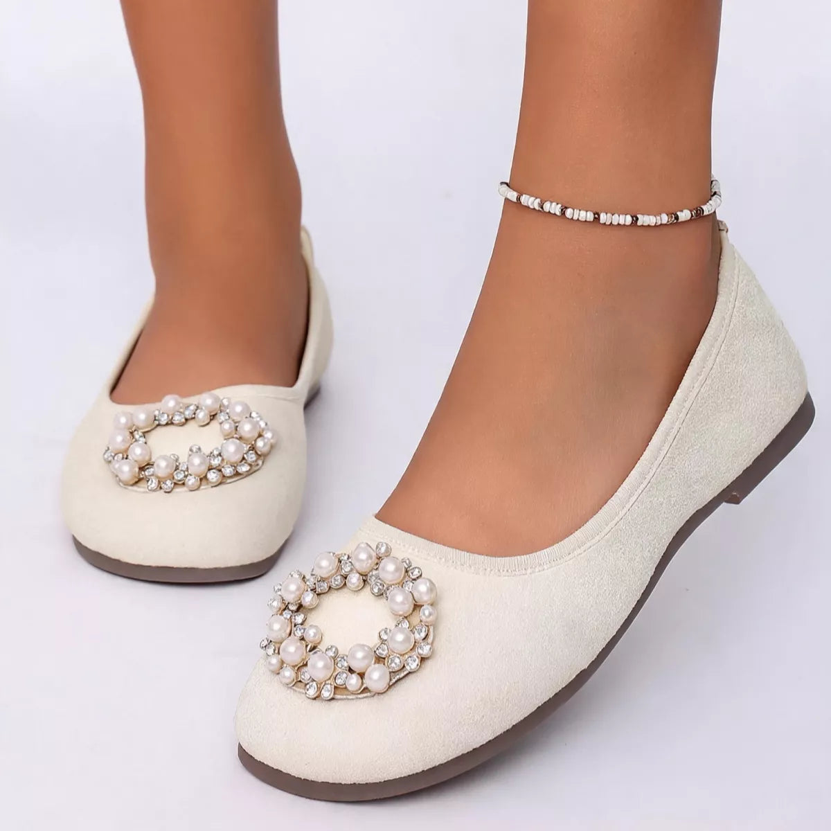 Pearl Embellished Slip-Ons