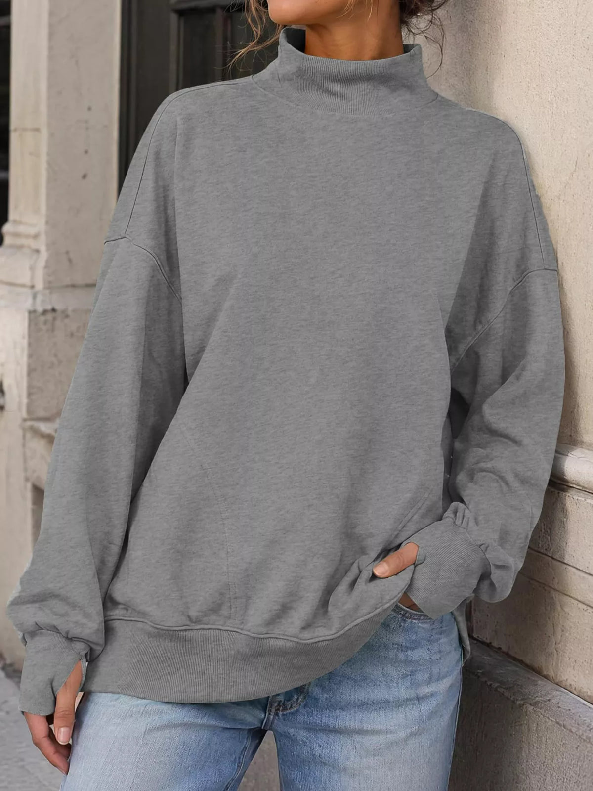 Mock Neck Oversized Sweatshirt