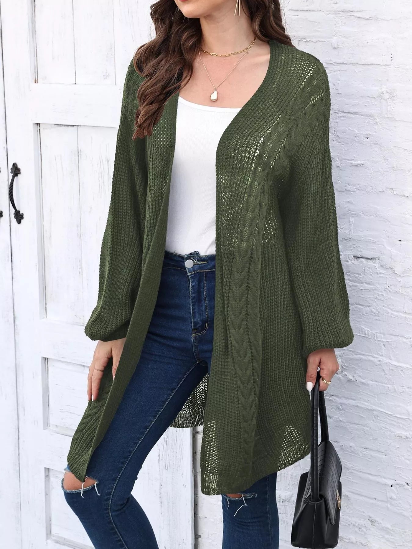 Open Front Long Sleeve Cardigan