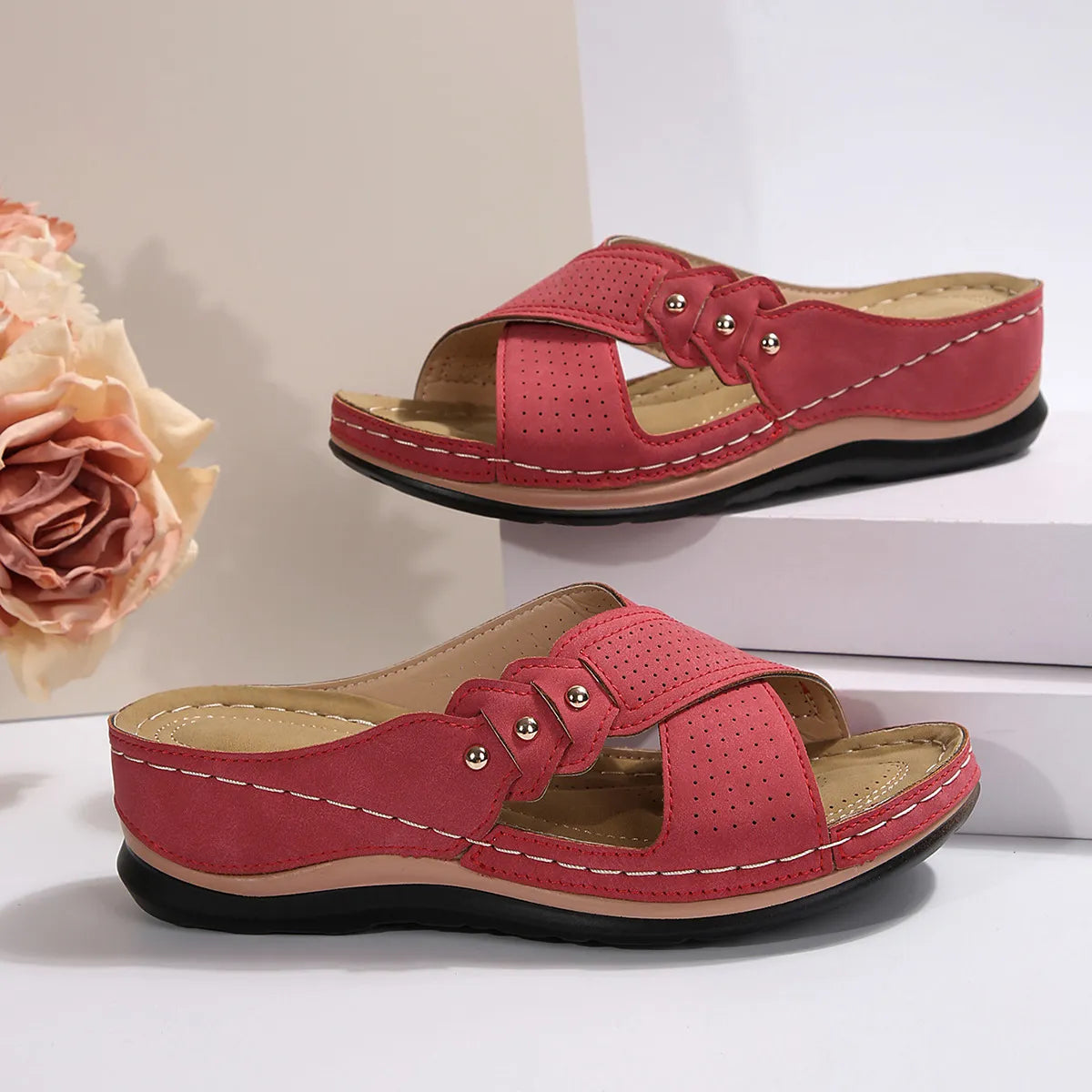 Crisscross Open Toe Wedge Sandals
