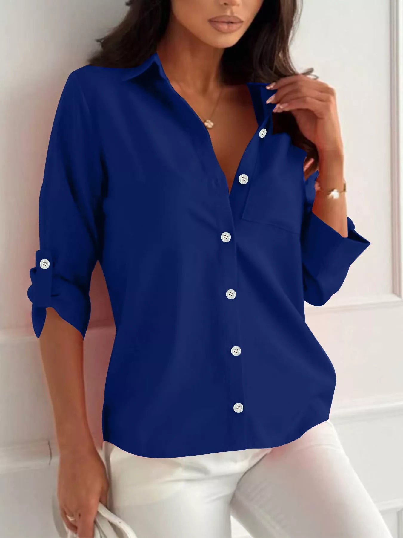 Button-Down Roll-Up Sleeve Shirt