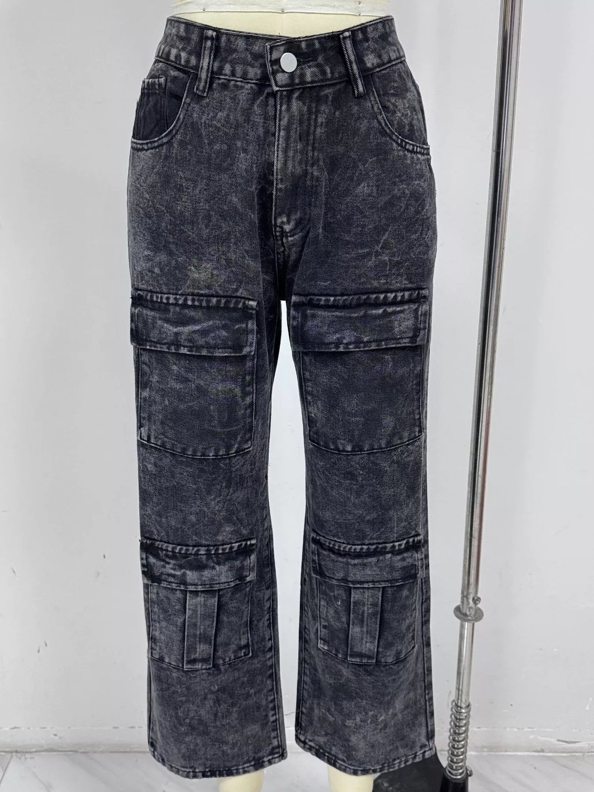 High-Waisted Wide-Leg Cargo Jeans