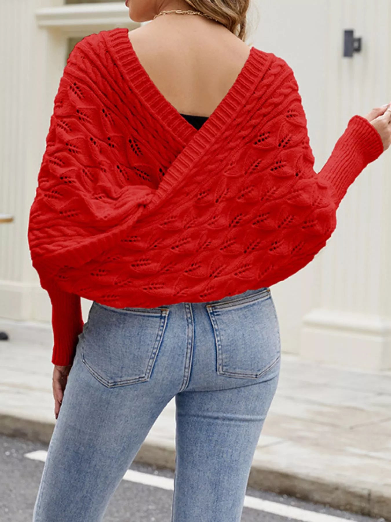 Cable Knit Batwing Sleeve Sweater