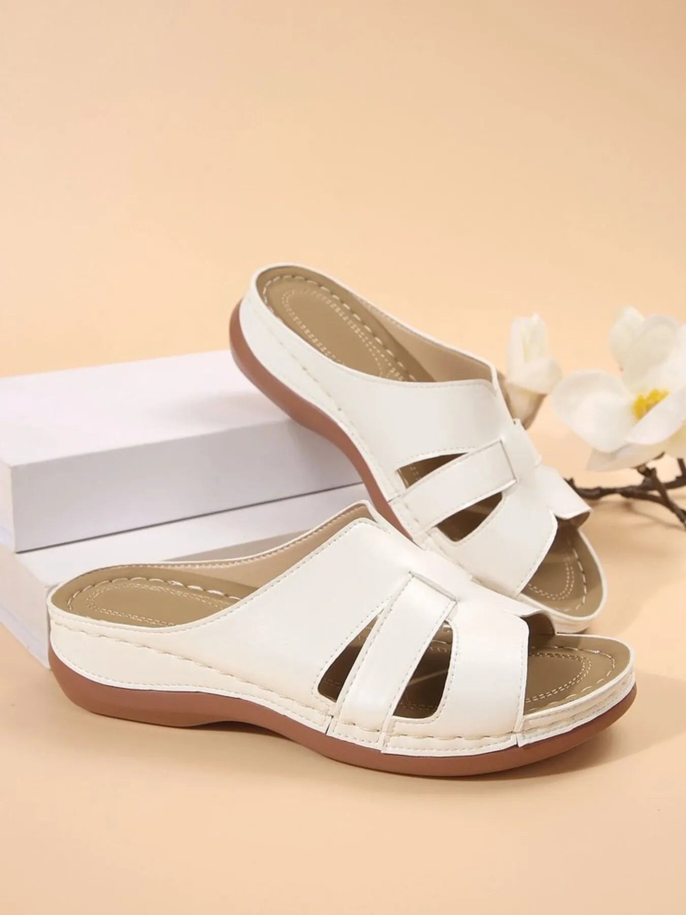 Cutout Leather Open Toe Sandals