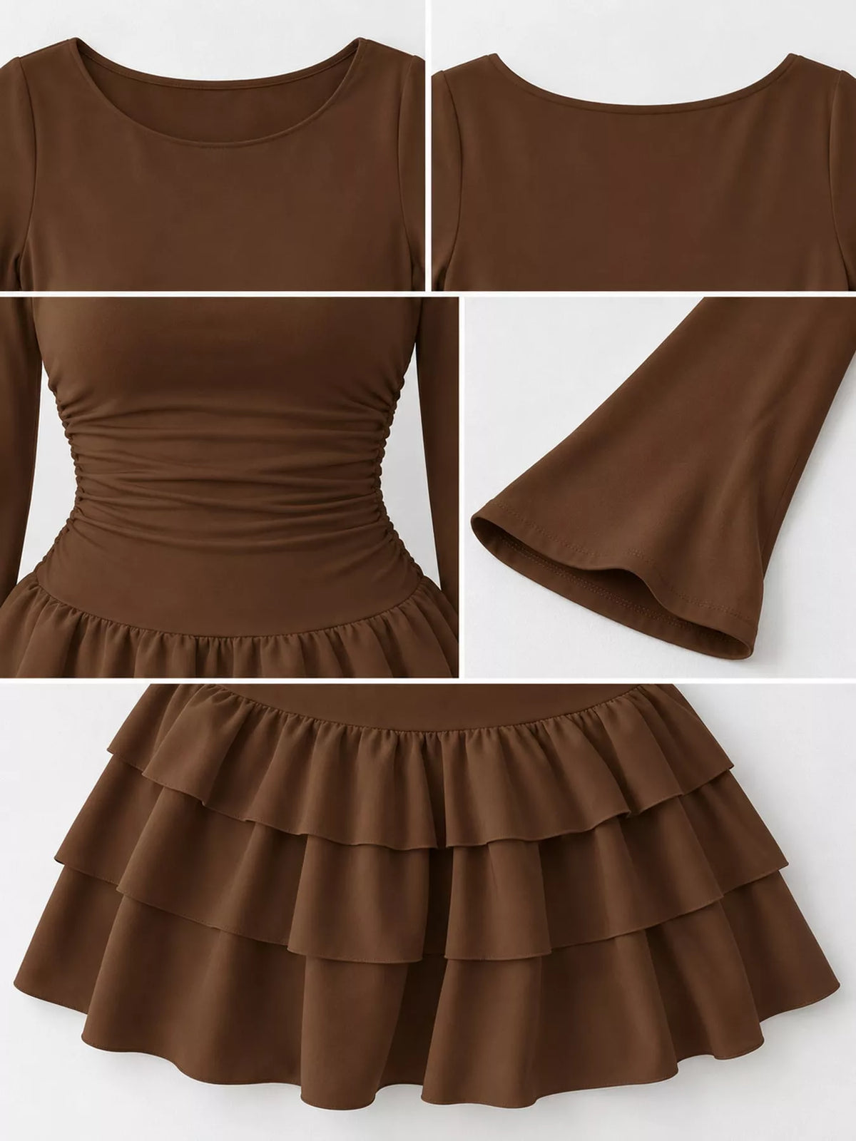 Layered Ruffle Long Sleeve Mini Dress