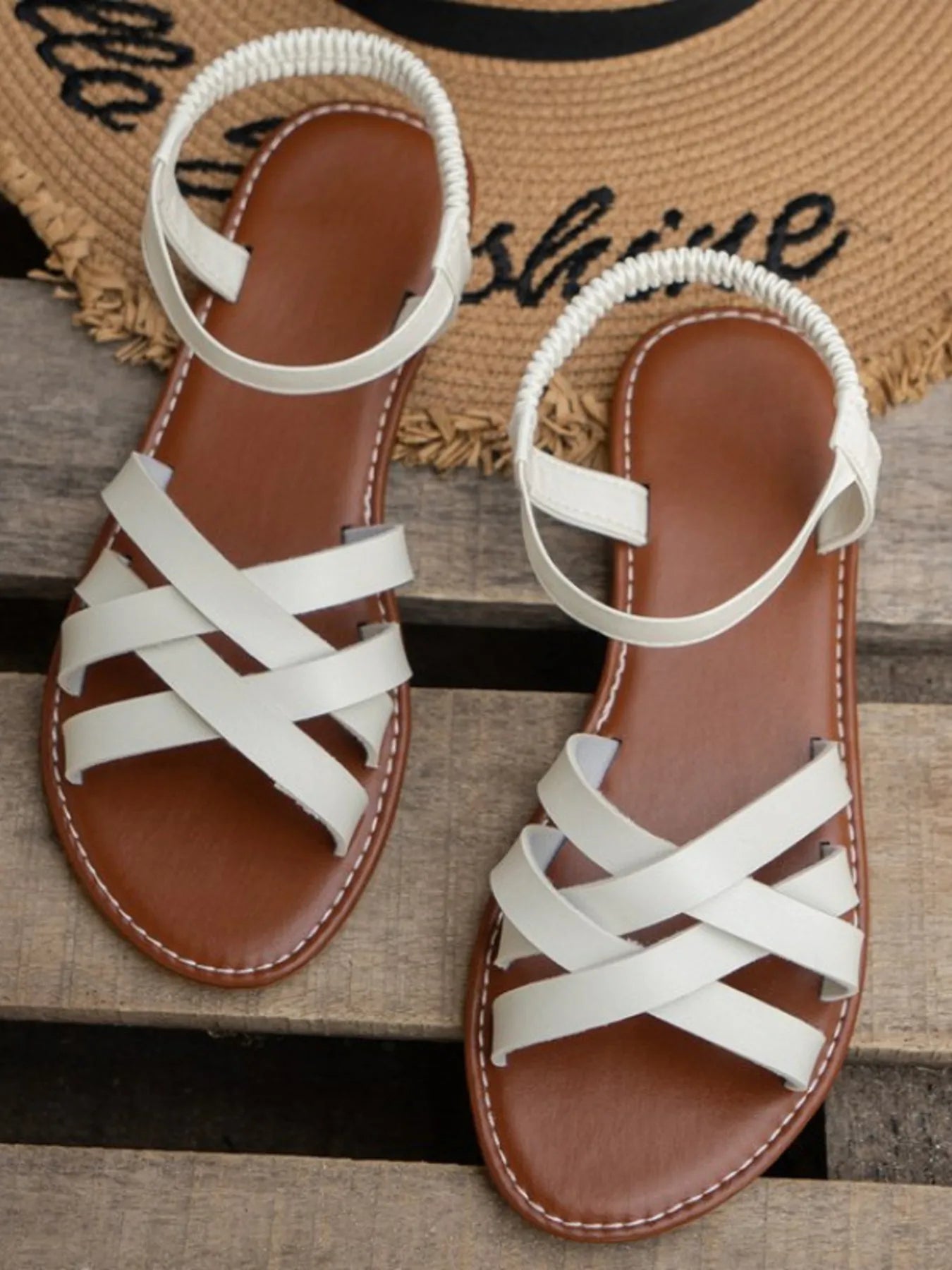 Criss Cross Strap Flat Sandals