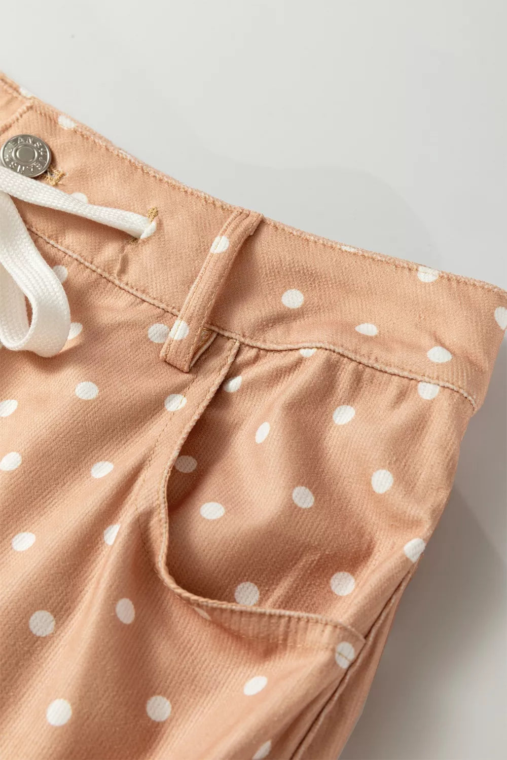 Polka Dot Print Drawstring Wide Leg Pants