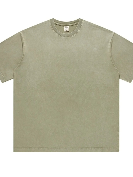 Men's Full Size Washed Round Neck T-Shirt Plus Size