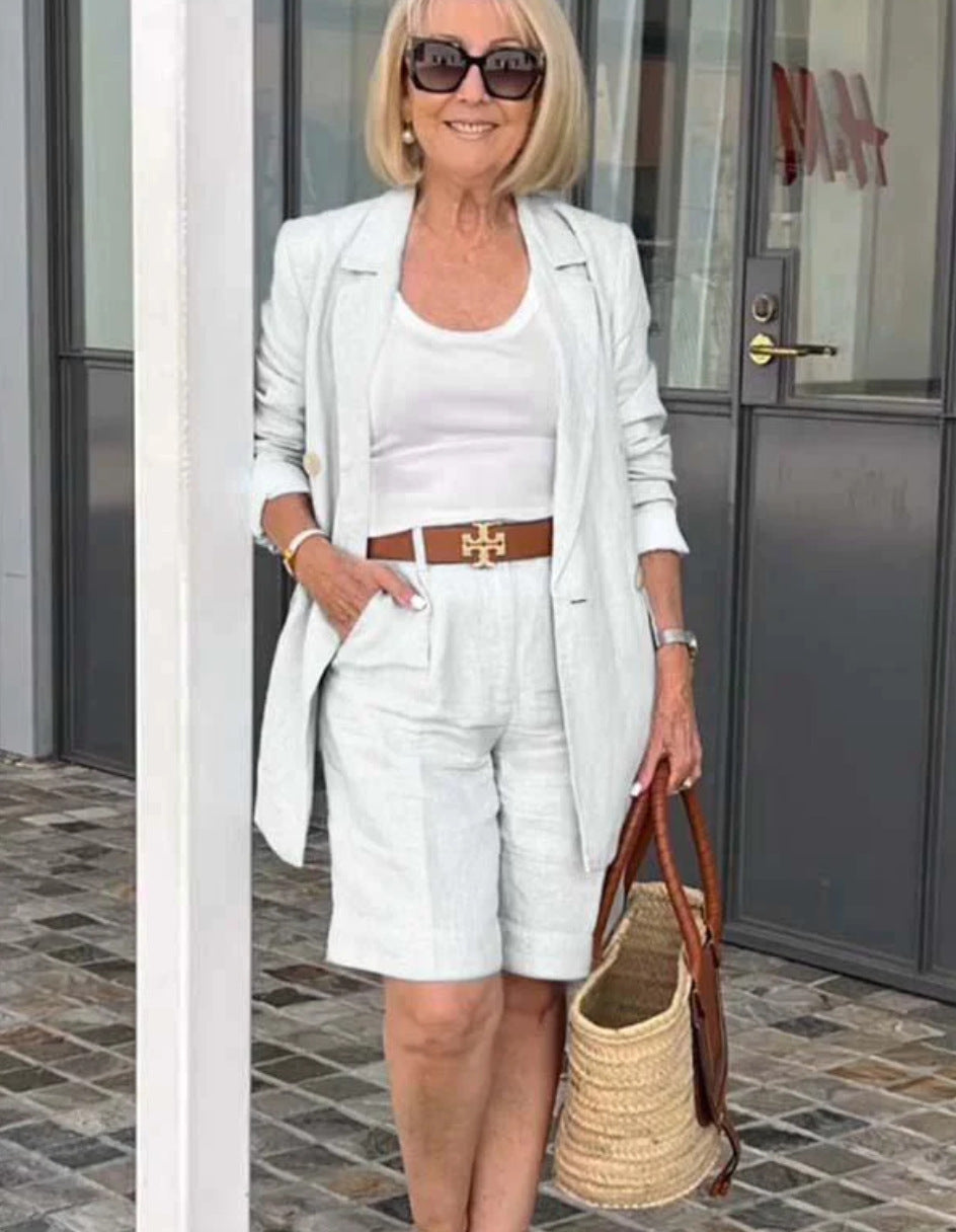 Elegant Cardigan Suit Coat Shorts Two-piece Suit (see size chart under more details)