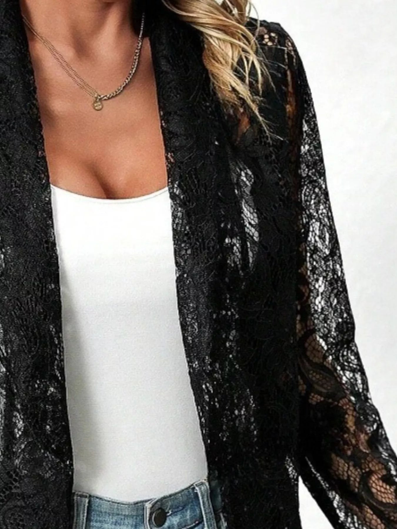 Lace Open-Front Outerwear