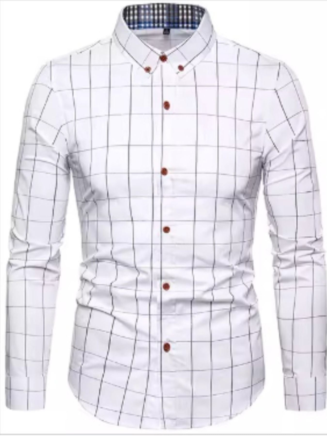 Men's Pus Size Plaid Button Up Long Sleeve Shirt